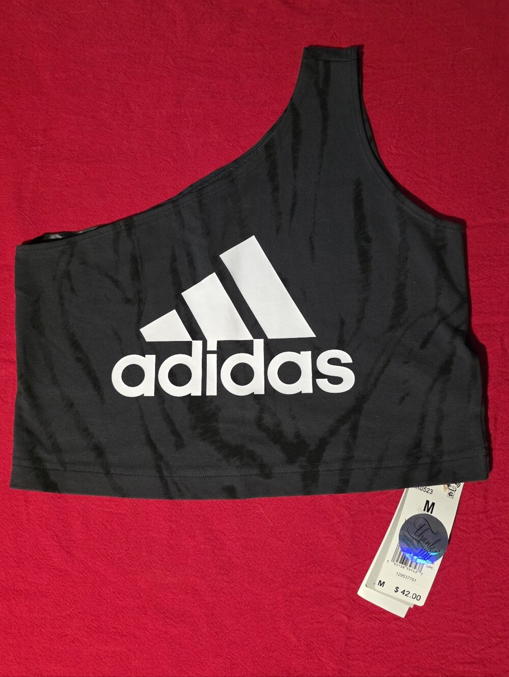 adidas Black One-Shoulder Logo Crop Top